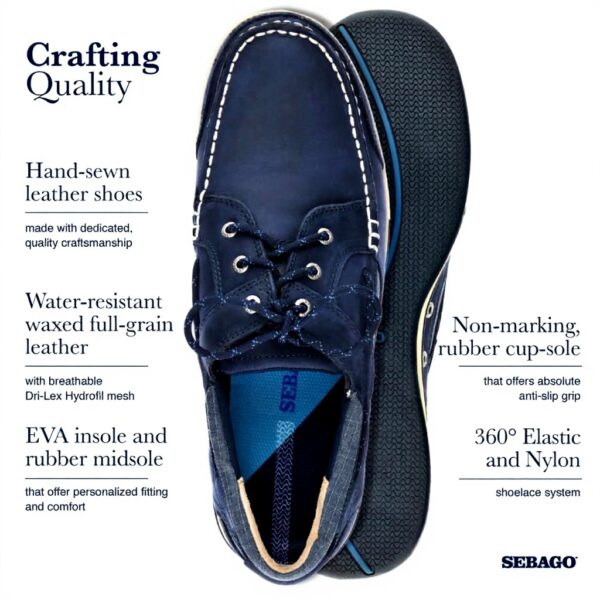 Sebago Mens Boat Shoes Leather Deck Non-Slip Soles