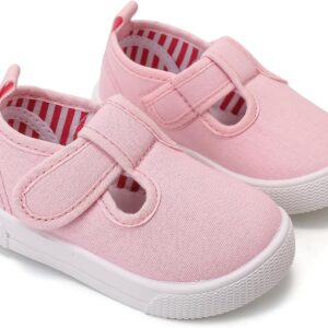 Toddler Girls T-Strap Canvas Sneakers Comfortable Mary Jane-0