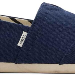 TOMS Navy Loafer Flats Women Recycled Cotton Comfort-1