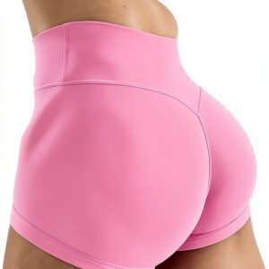 Pavo Womens No Front Seam High Waist Gym Shorts-0