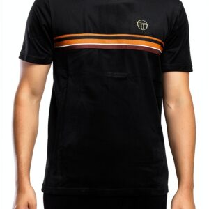 Ayme Velour T-Shirt Mens Black Gold Casual Wear-0