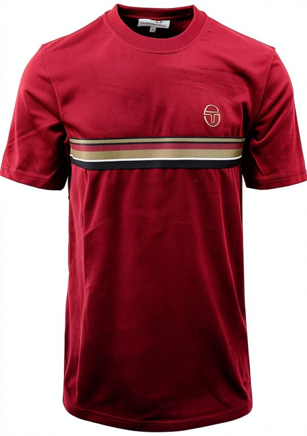 Sergio Tacchini Velour T-Shirt Men Medium Rhubarb Gold-0