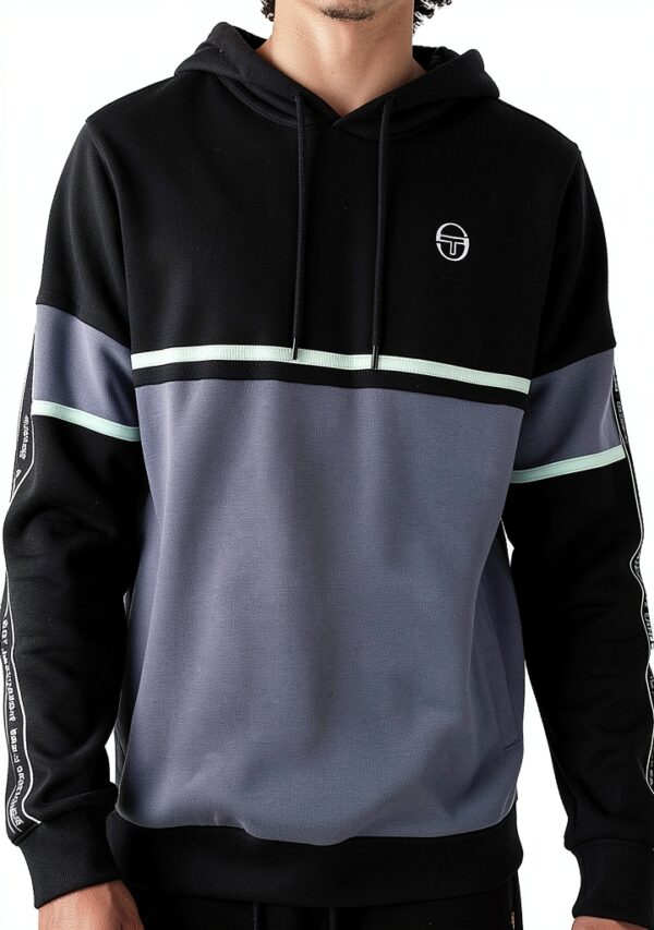 Sergio Tacchini Mens Sweatshirt Hoody Black Quiet Shade-0